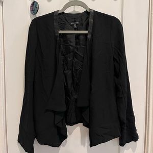 Eileen Fisher Black Casual Blazer silk and leather